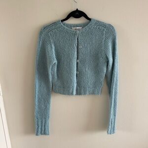 DANIELLE GUIZIO Blue Mohair Fuzzy Cropped Cardigan XS/S